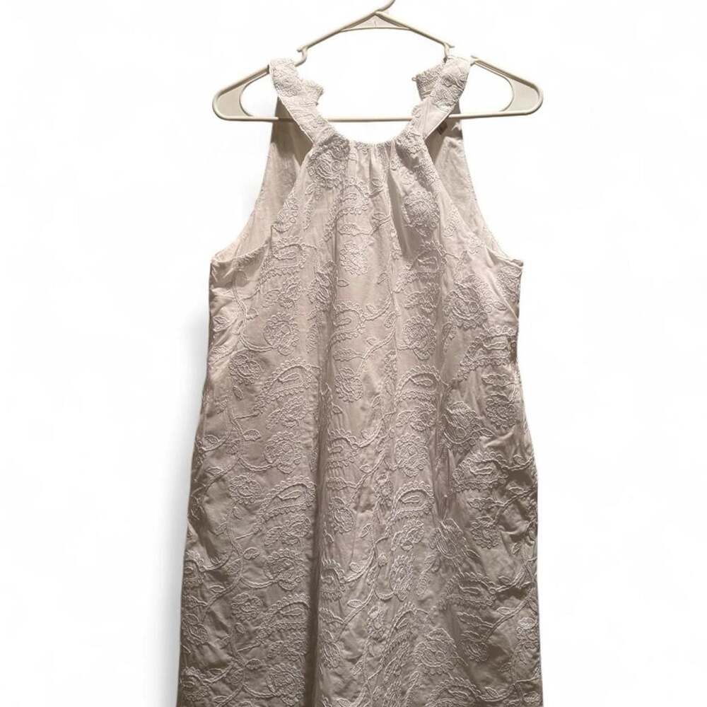 LOFT White Embroidered Floral Halter Dress Size SP